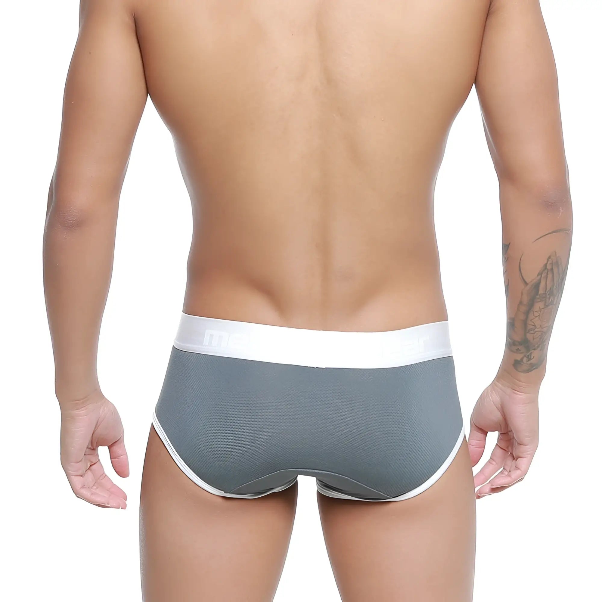 Metro male wear cairo brief gray 5106-11 gray textured cotton briefs with white elastic waistband and trim