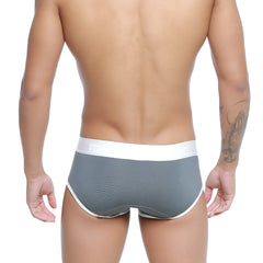 Metro male wear cairo brief gray 5106-11 gray textured cotton briefs with white elastic waistband and trim