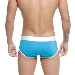 Turquiose and white metro malewear cairo brief with textured fabric finish in athletic style