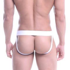 White minimalist athletic briefs with a sleek form-fitting design from metromalewear neon orange jock strap collection