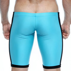 Metro male wear campus jammer turquoise 4904-09 sleek form-fitting turquoise and black swim trunks for active use