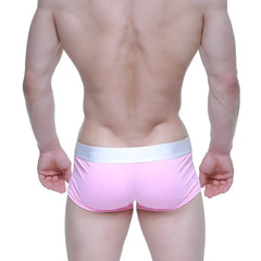 Metro male wear candy coated pink trunk 2026-25 pink athletic briefs with white elastic waistband for active use