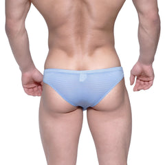 Light blue and white striped men’s briefs by metromalewear capri bikini style 6103-42 with comfortable fabric