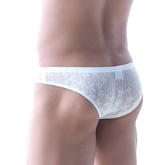 Metromalewear capri bikini star white 6103-50 white star-patterned mesh briefs front side view