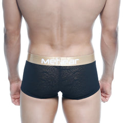 Black lace men’s briefs with gold meticar waistband metro male wear carve short boxer 7 inch black 2022 61
