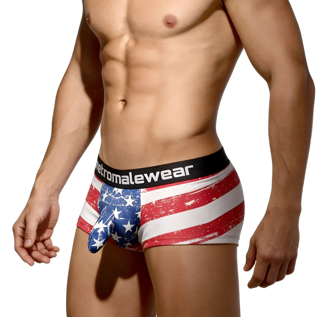 Metro malewear castro trunk batalla 2213-92 american flag themed distressed men’s briefs with black branded waistband