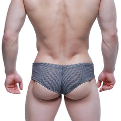 Metro male wear cheek honeycomb gray 2028-74 black and white patterned swim trunks with textured woven design