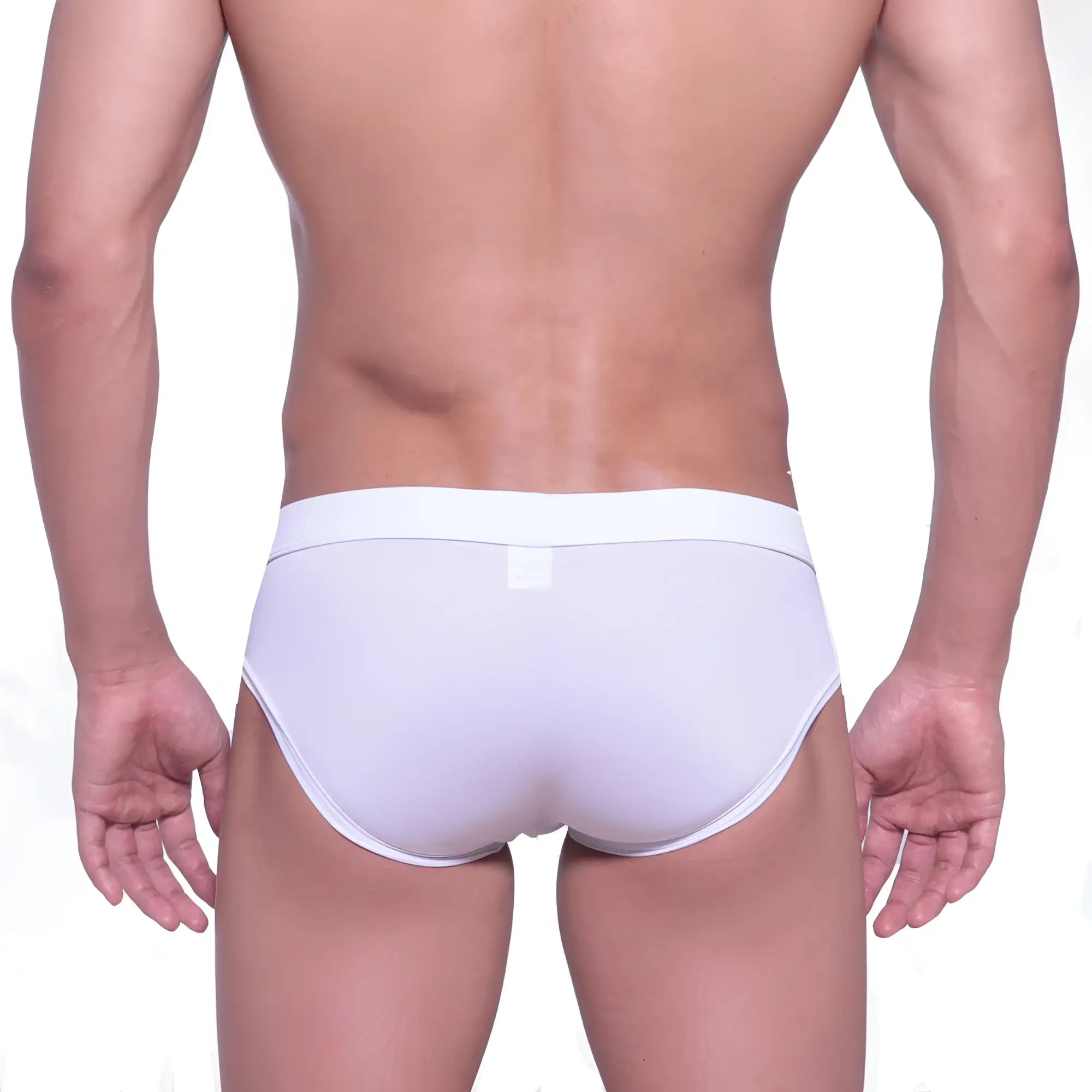 White metro male wear chess swim brief 4916-06 with smooth form-fitting design and snug elastic waistband