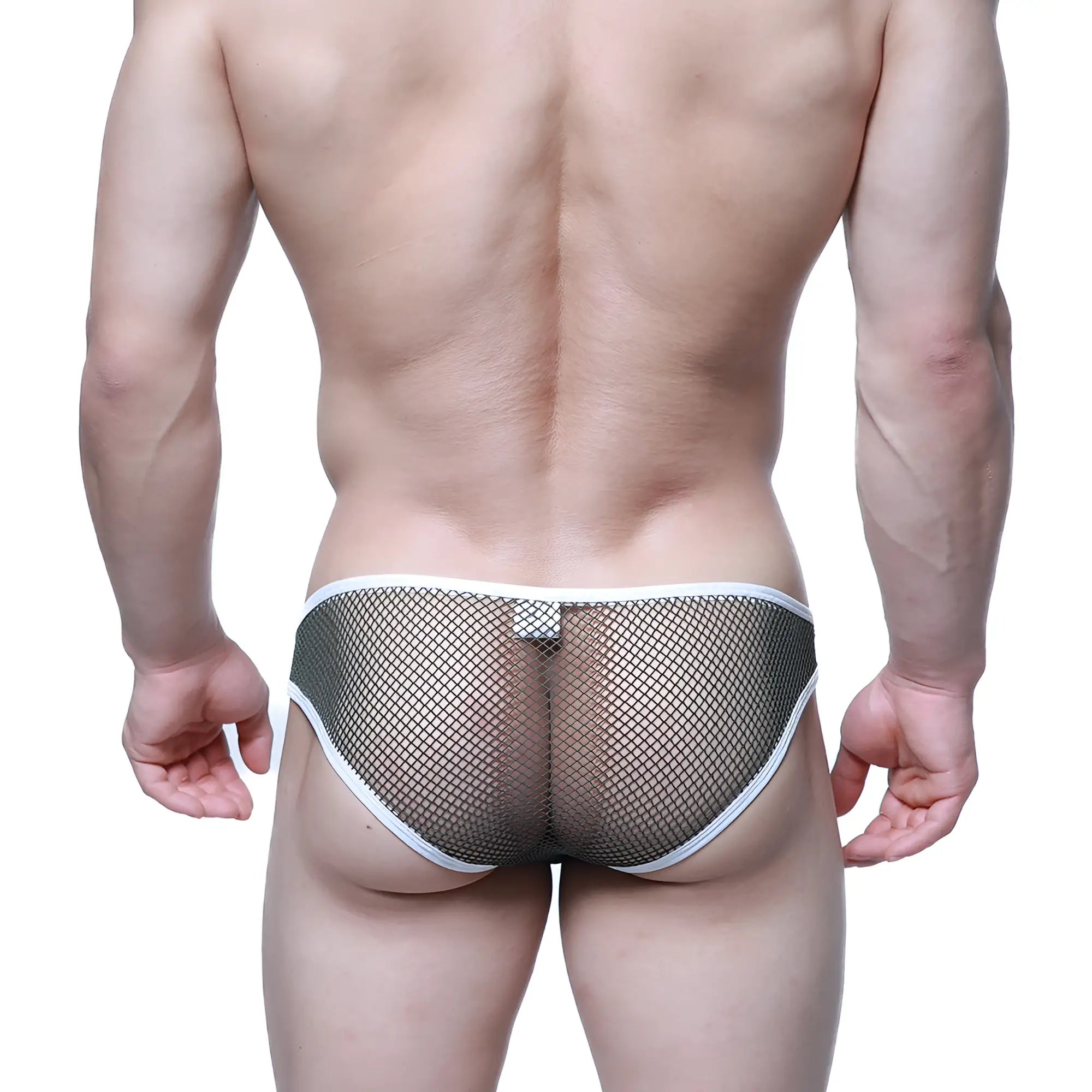 MetroMalewear cloud9 bikini mesh briefs in black with white trim designed for comfort and style