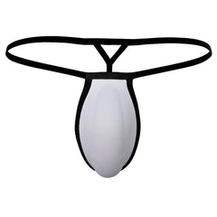 Black and white metro malewear cock bra thong with sleek minimalist design shown from the back side