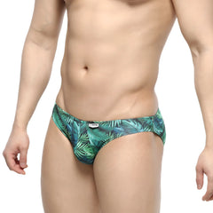 Green tropical leaf patterned metro malewear colorado jock strap briefs designed for comfort and style
