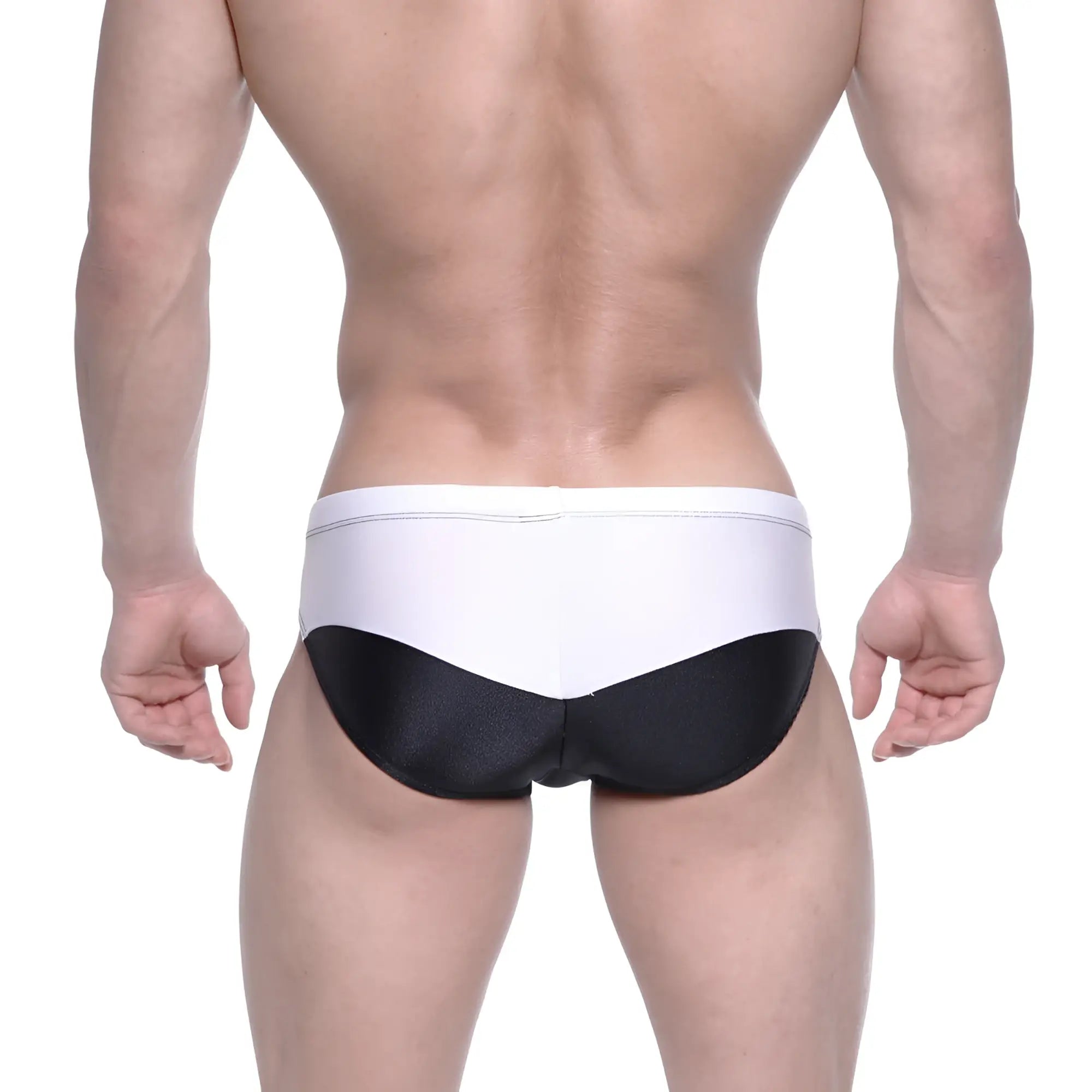 MetroMaleWear Competidor bikini black 4965-20 sleek white and black two-tone swim trunks with modern design