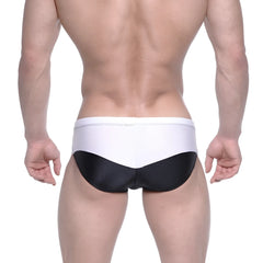 MetroMaleWear Competidor bikini black 4965-20 sleek white and black two-tone swim trunks with modern design