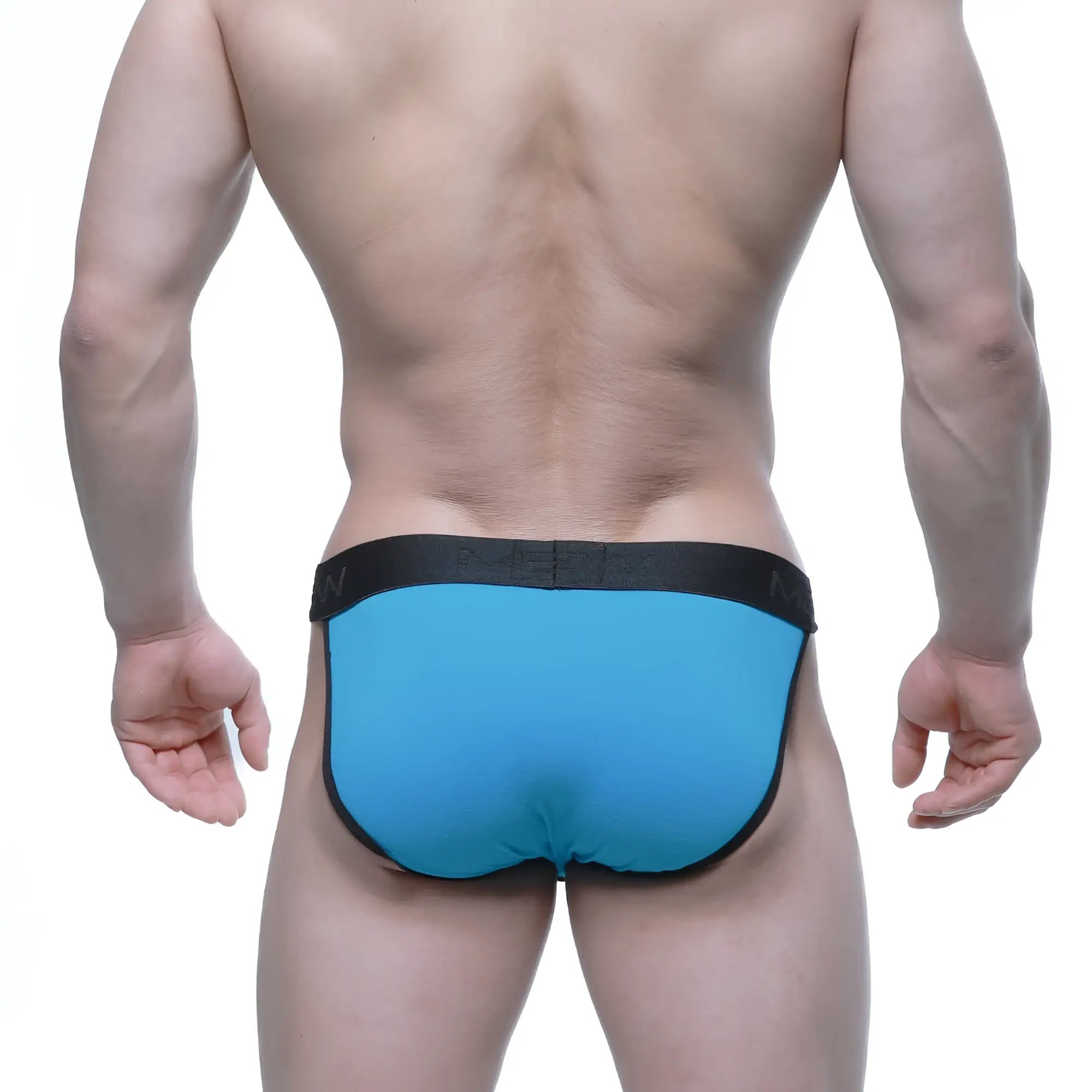 MetroMaleWear contrast bikini turquoise 3004-C08 blue athletic briefs with black elastic waistband and trim