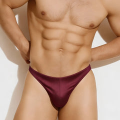 MetroMaleWear Corvette swim thong burgundy 4942-29 sleek deep burgundy satin brief with smooth glossy finish and tailored fit