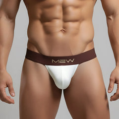 White and brown metro male wear cosmos bikini briefs with smooth form-fitting design for comfortable wear