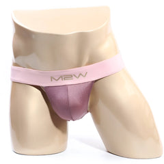 Pink satin m2w briefs with matching waistband from metromalewear cosmos bikini lilac 1124-02 collection
