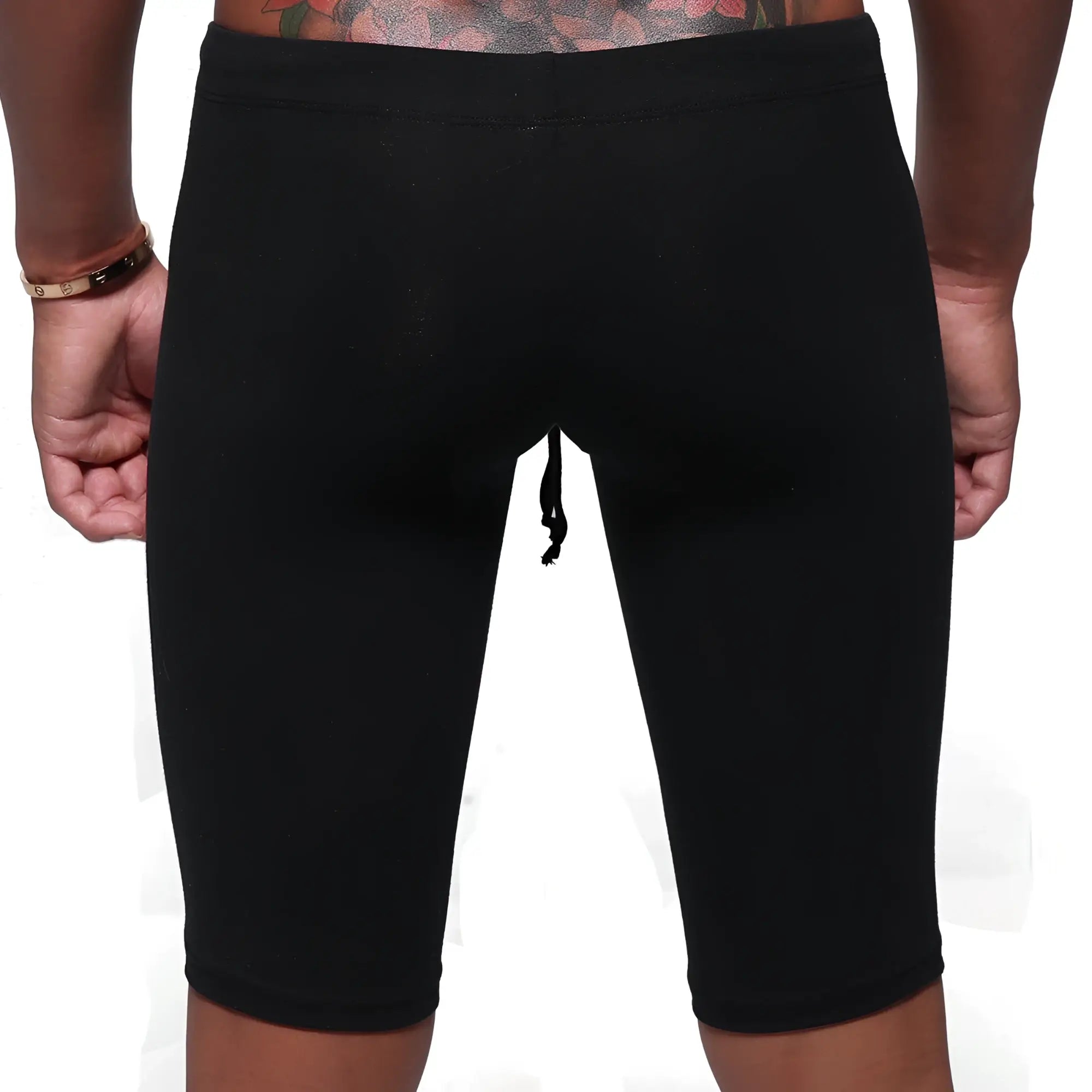 Black cotton athletic shorts with drawstring waistband by metamaleWear for biking and casual wear