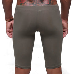 MetroMaleWear olive green cotton bike shorts with high waistband and ribbed cuffs for stretch and comfort