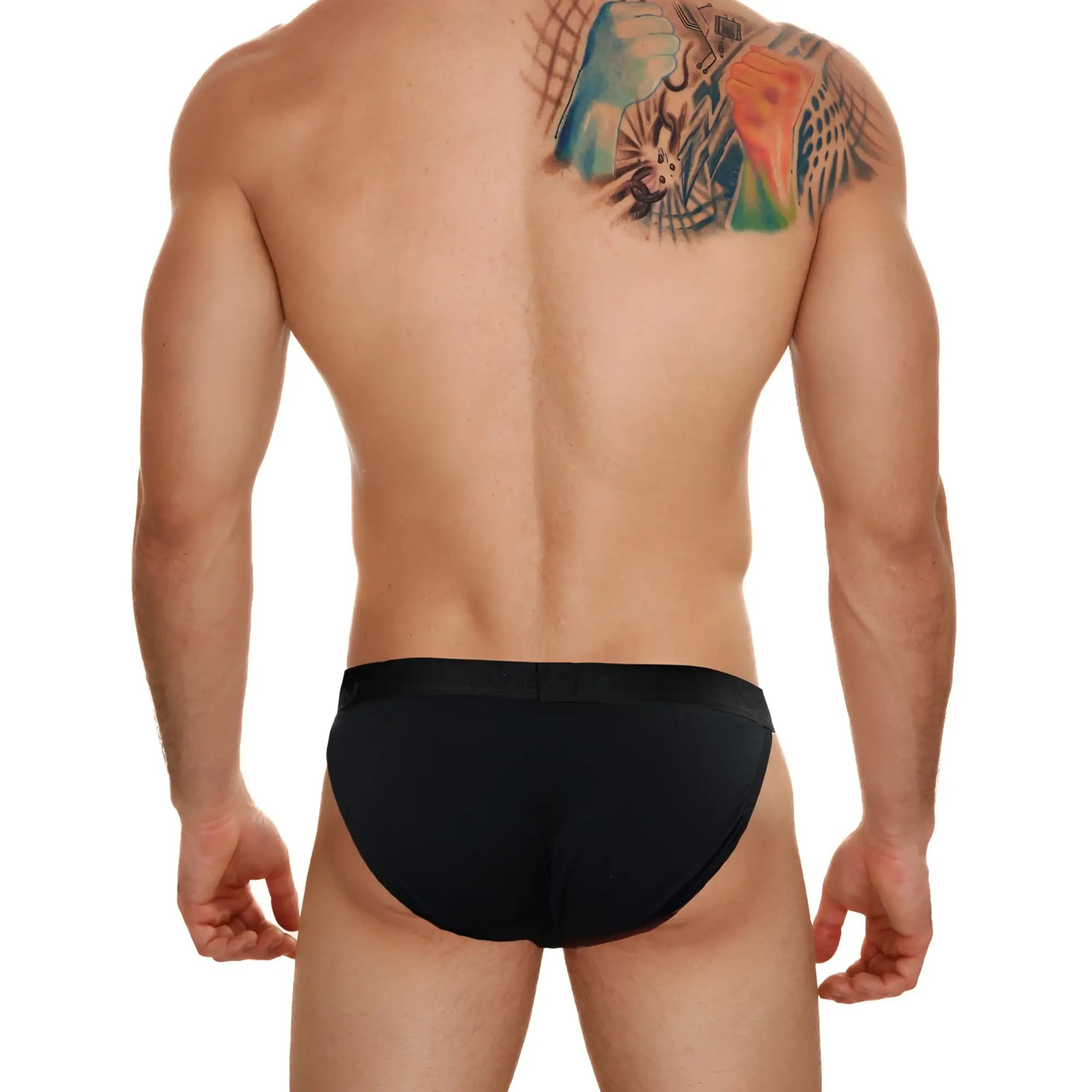 Black cotton briefs with a smooth form-fitting design from metromalewear cotton bikini 3pack 3004p-3pk