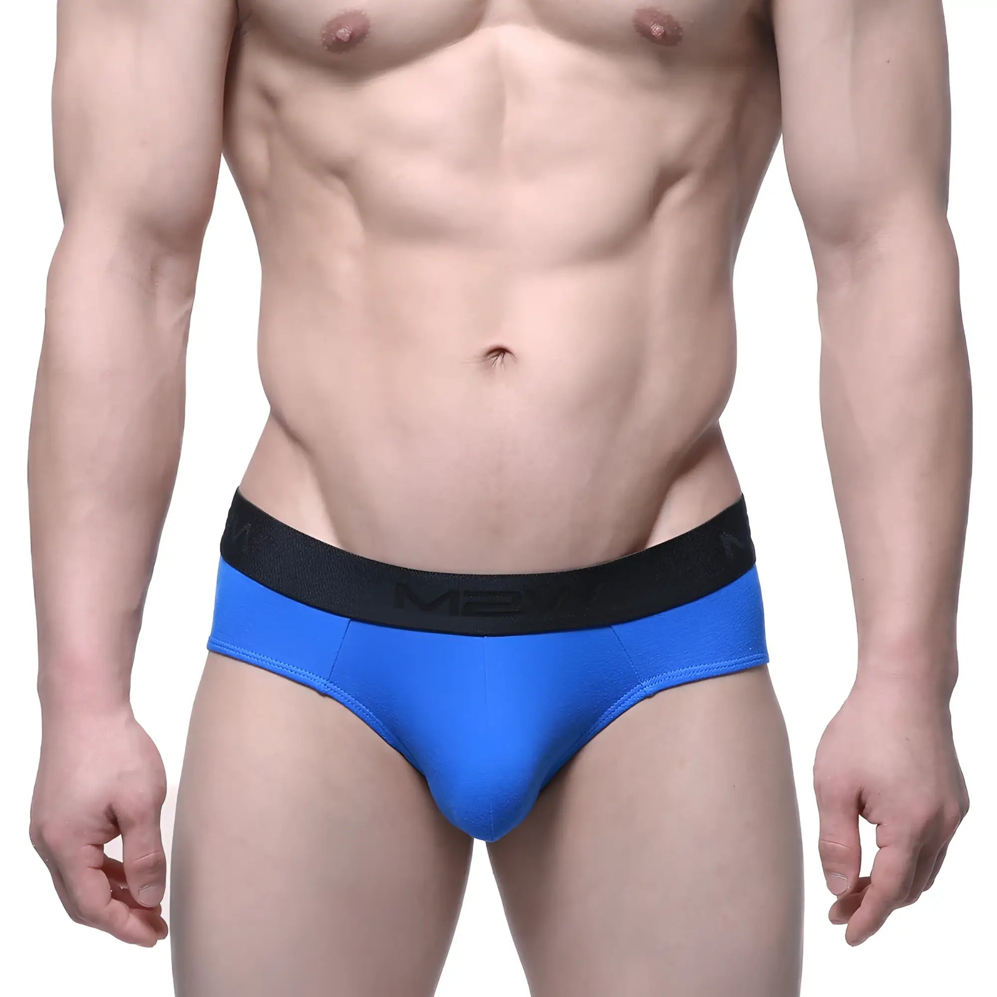 Bright blue cotton mens briefs with black mexx waistband metroMalewear cotton hip brief cobalt 3006-18
