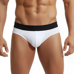 White cotton metro malewear hip briefs with black waistband comfortable daily wear