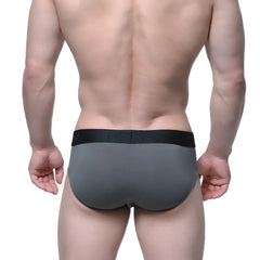 Gray men’s cotton briefs with black elastic waistband and subtle branding from metromalewear hip brief green 3006-26