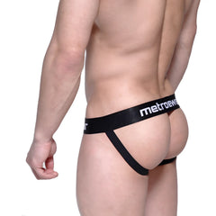 Black metrowear cotton briefs with a sleek form-fitting design and white lettering on the waistband