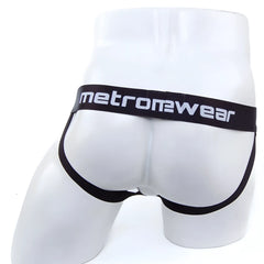 Black and white metromewear cup jock strap tiger 3001-v60 briefs with sleek form-fitting design front view