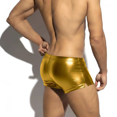Shiny gold metallic swim trunks metroMalewear cyber boxer gold 7015-21 with sleek form-fitting design
