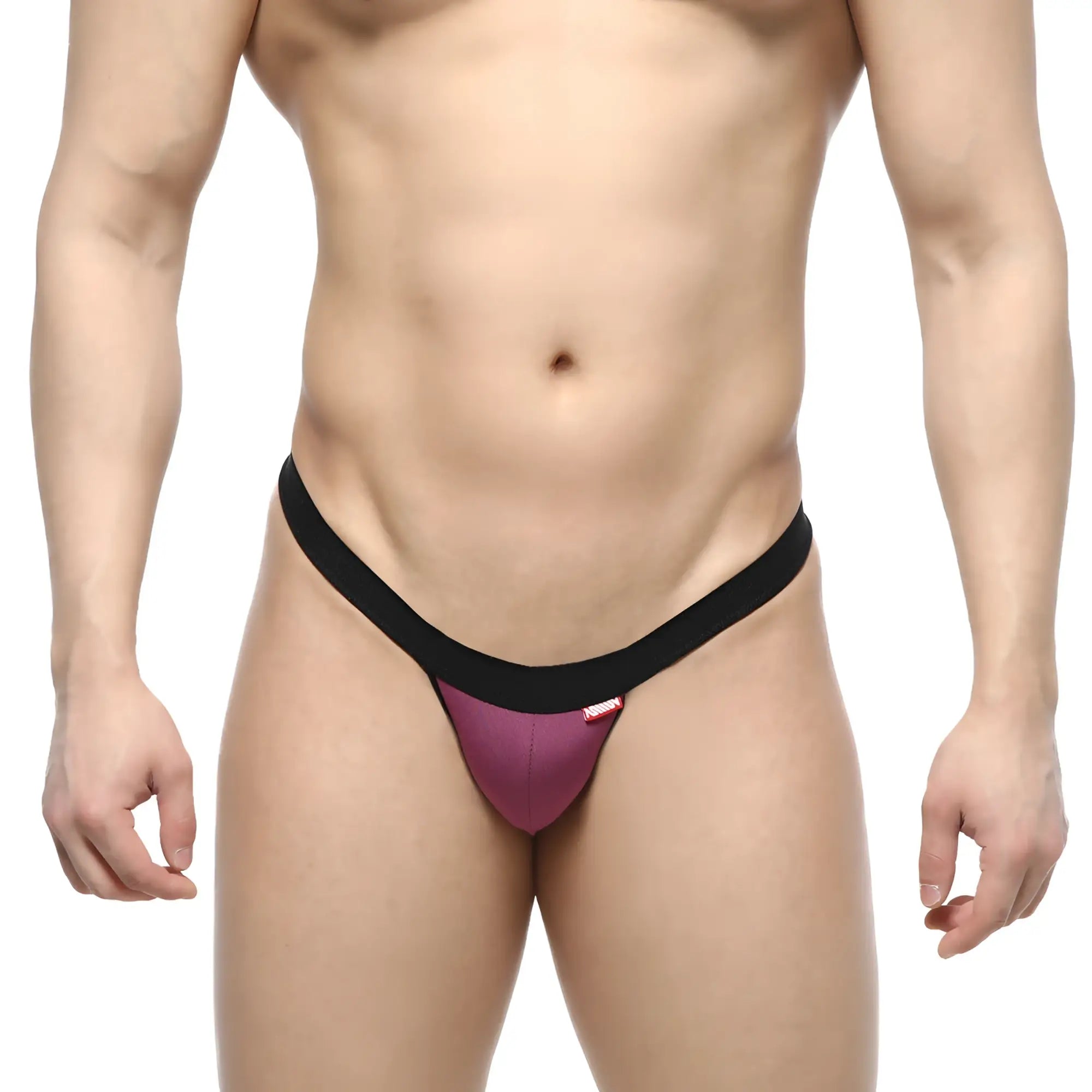MetroMalewear dangerous thong grape 8002-22 purple and black snug form-fitting design for men shown from the back
