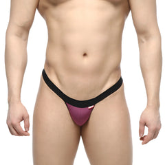 MetroMalewear dangerous thong grape 8002-22 purple and black snug form-fitting design for men shown from the back