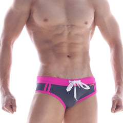 MetroMaleWear deporte swim brief grey 4924-11 bright pink and navy blue trunks with white drawstring for swimming