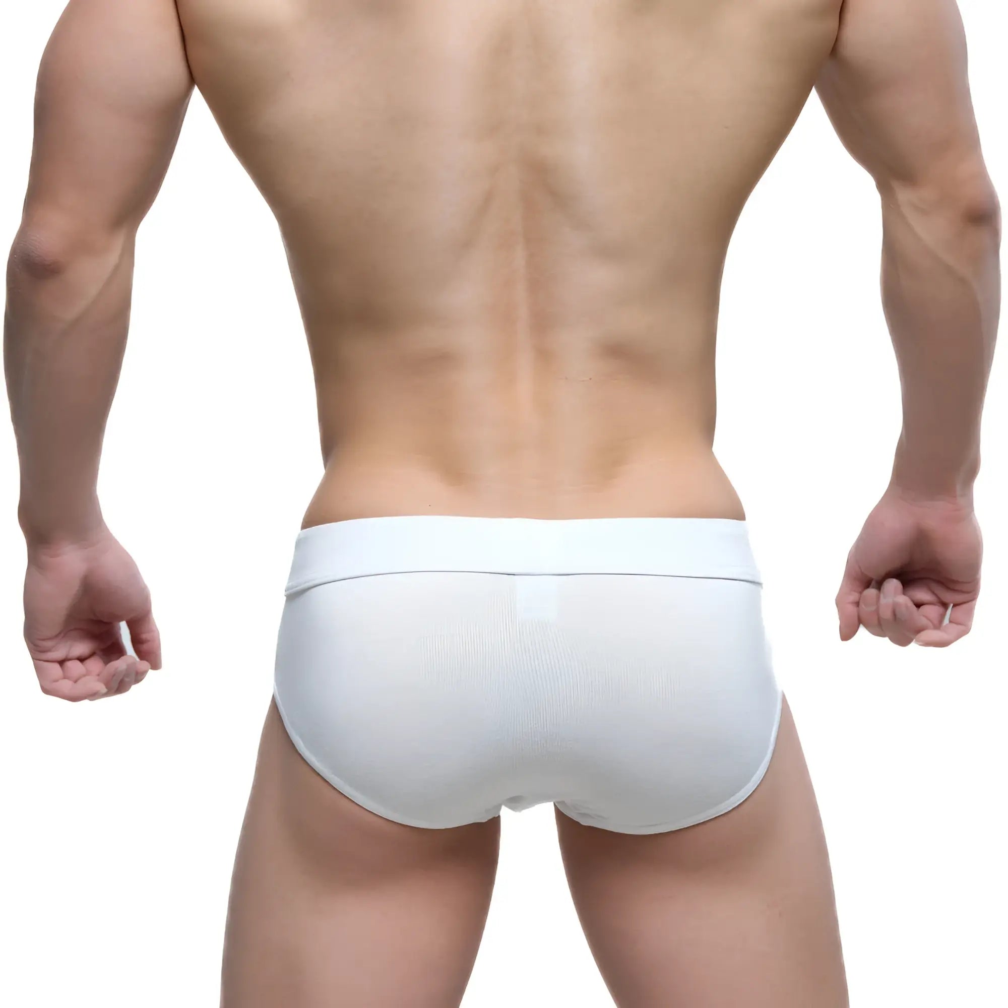 White textured briefs with a smooth elastic waistband from metromalewear deseo brief white 5503-00 product line