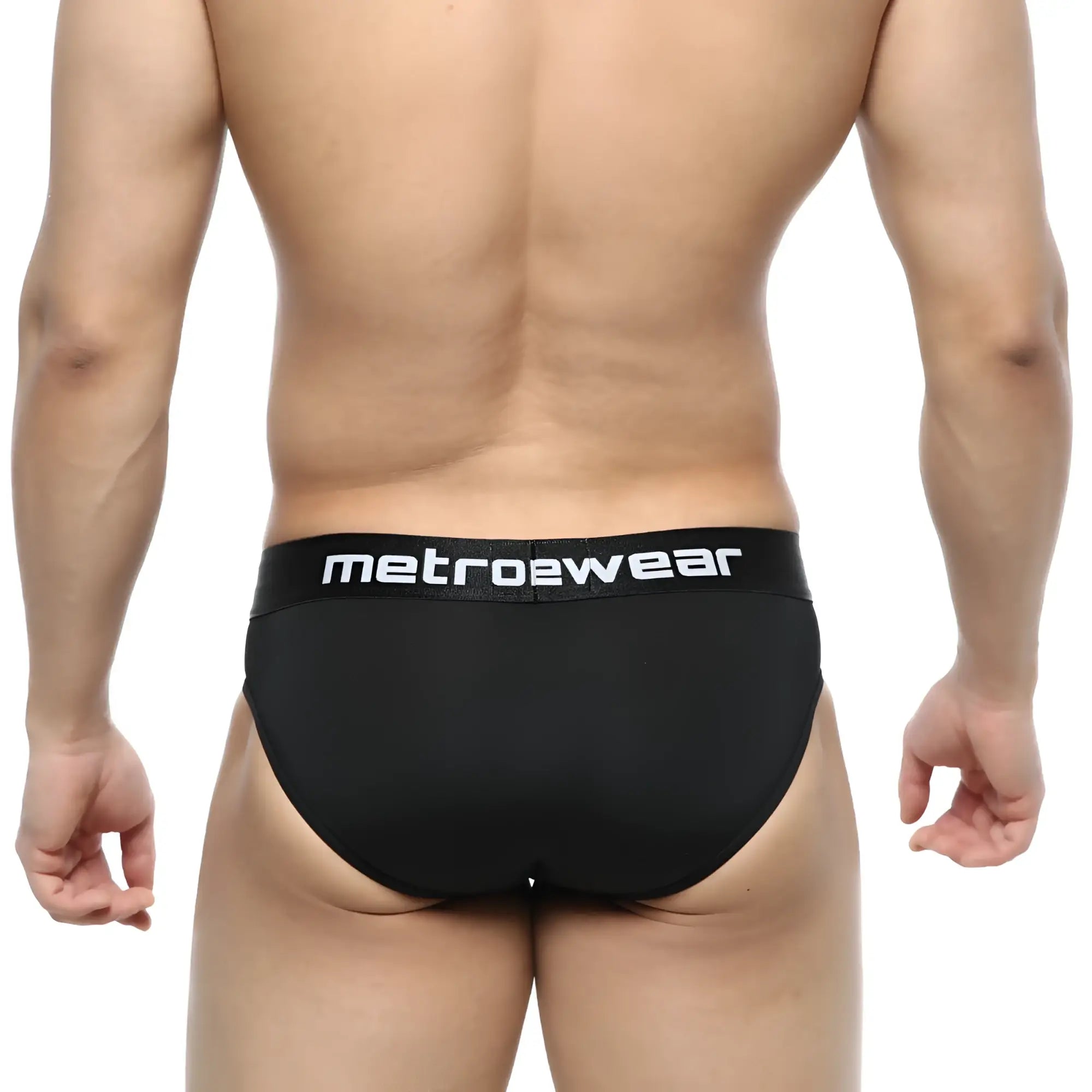 Black metrowear dolce briefs with a white logo waistband designed for comfort and style in everyday wear