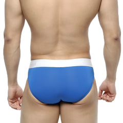 Blue briefs with a white waistband from MetroMaleWear Dolce Brief royal blue 2506-18 in soft stretch fabric