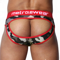 MetroMaleWear Drake jock brief red with red and black camouflage pattern and bold red waistband for active wear