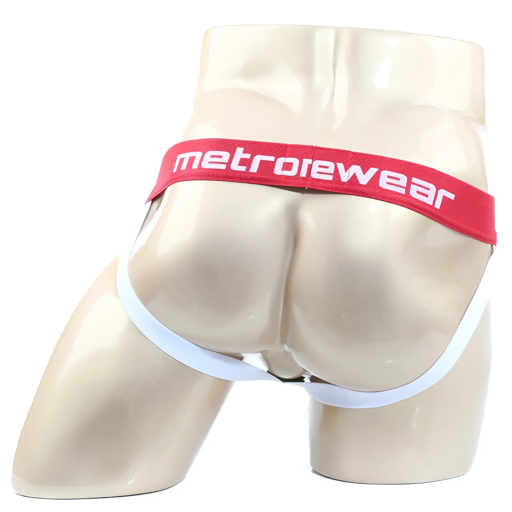 Red and white metrowear briefs with a snug, form-fitting design from MetroMaleWear DYNOgreen Jockstrap 2901-17