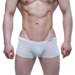 White men’s briefs metro malewear enhancement boxer beige 2043-02 with snug fit and subtle gray waistband branding