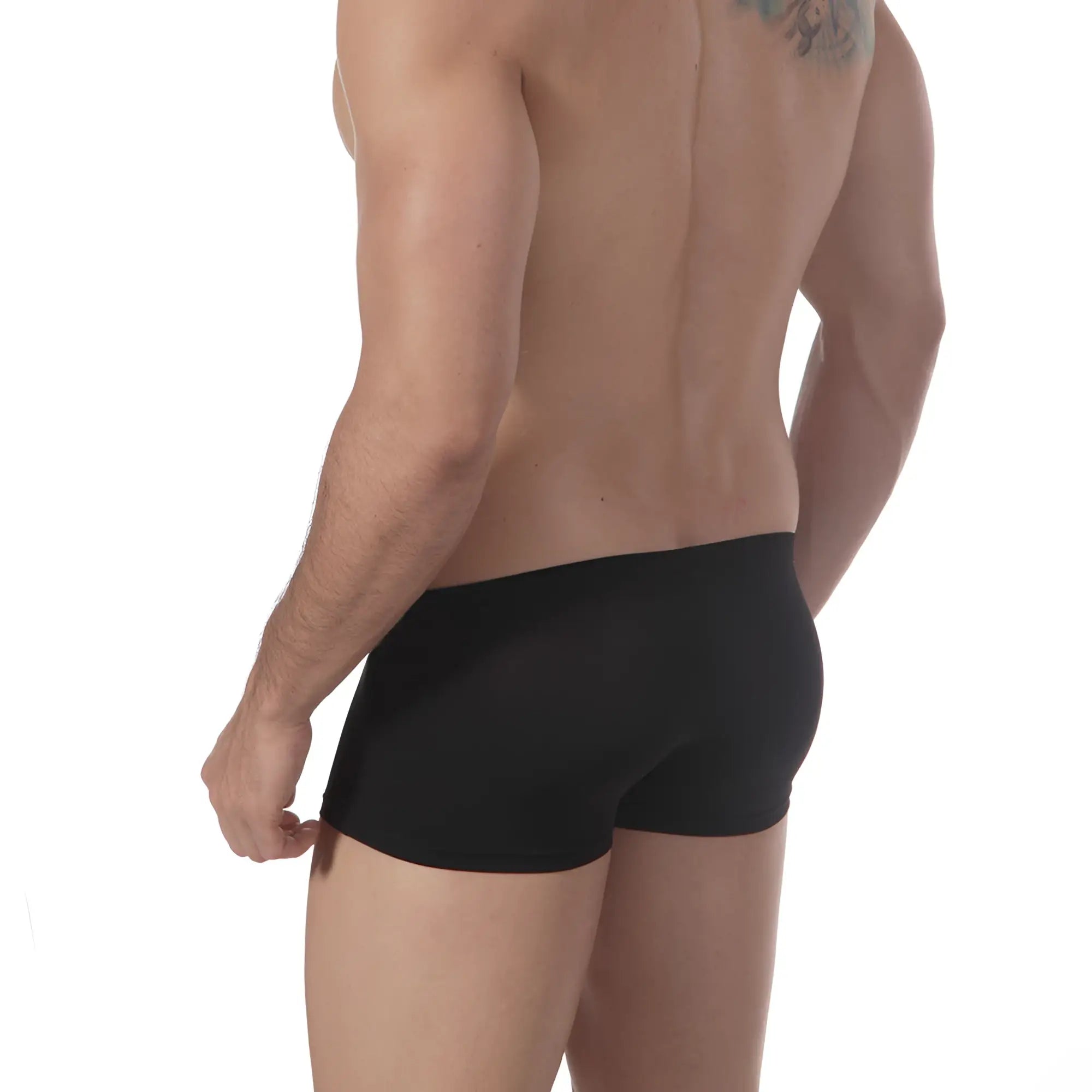 Black metroMalewear enhancement boxer briefs with smooth form-fitting design for comfortable everyday wear
