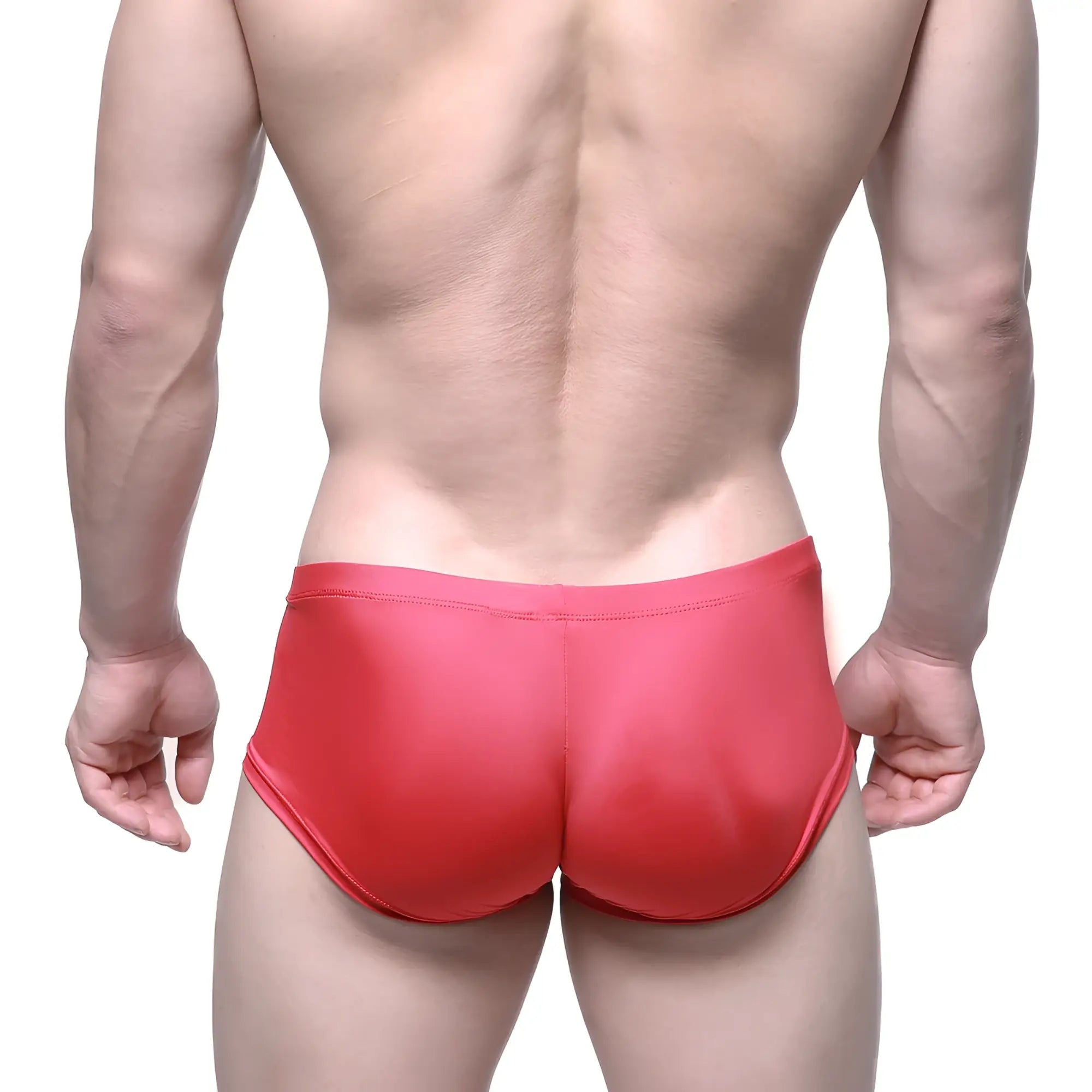 Metro male wear entropy trunk red 2125-11 red shiny fabric swim trunks designed for swimming and beachwear