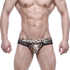 MetroMaleWear Esperanza brief tiger 6106-60 leopard-print mesh briefs with black trim and small brand tag