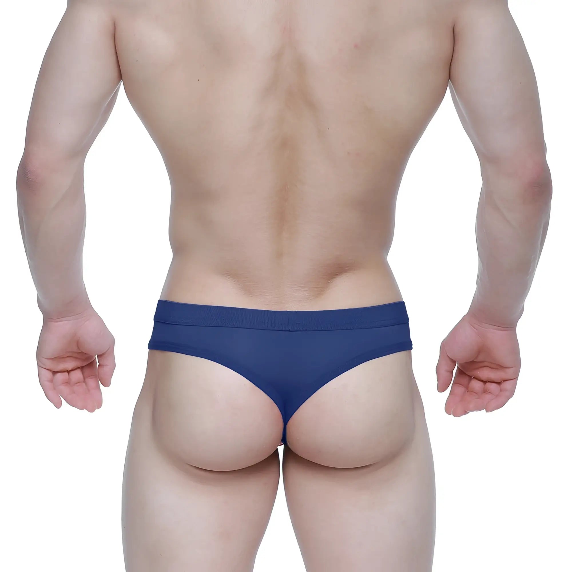MetroMaleWear eterna thong dark blue briefs with smooth form-fitting fabric and a narrow waistband visible from the back