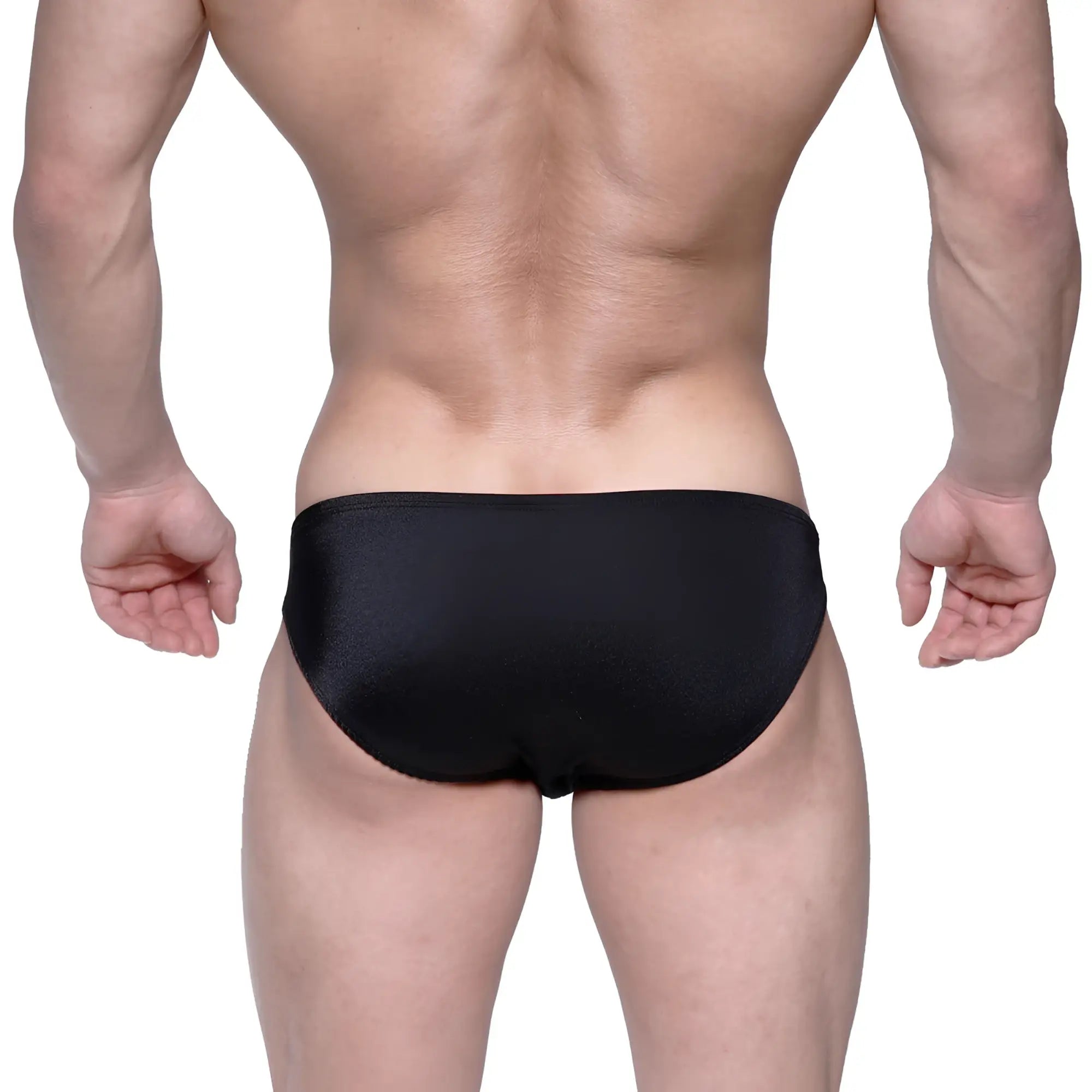 MetroMaleWear Eureka Bikini black swim trunks with sleek design and subtle textured finish for men