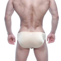 Beige satin briefs metro malewear eureka bikini gold 5223-21 with a smooth glossy finish and snug fit