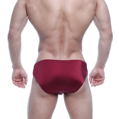 MetroMaleWear Eureka bikini wine 5223-29 deep red satin brief with a smooth glossy finish front view