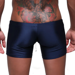 MetroMaleWear Extreme Square Navy 4933-28 navy blue shiny swim trunks with sleek form-fitting design