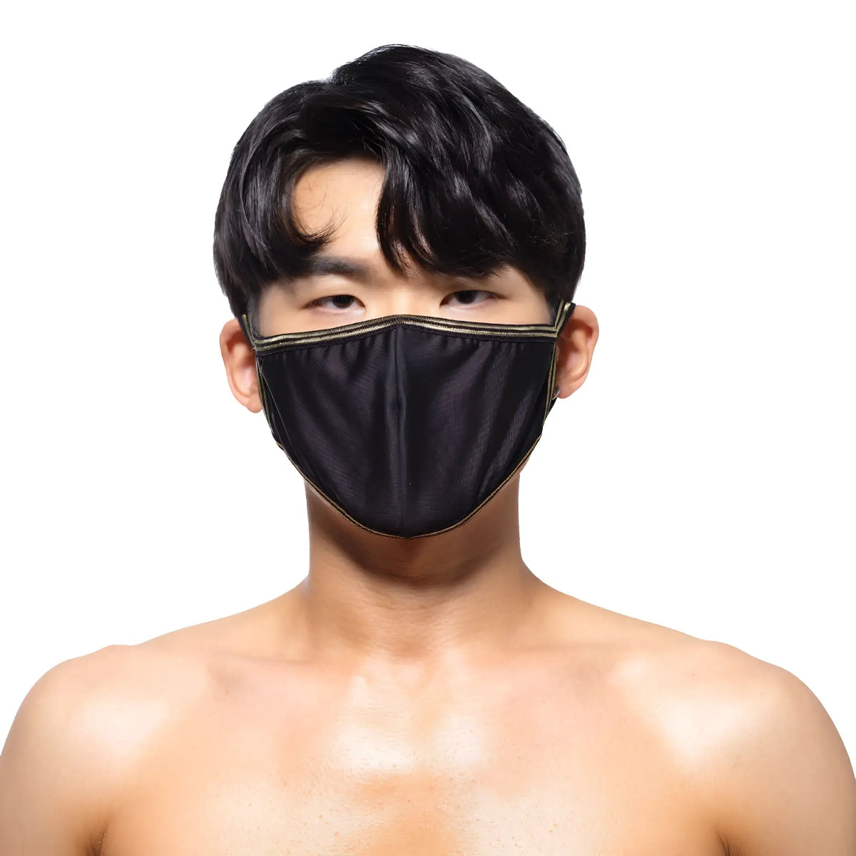 MetroMaleWear face mask black with gold trim is a stylish protective cloth mask for everyday use