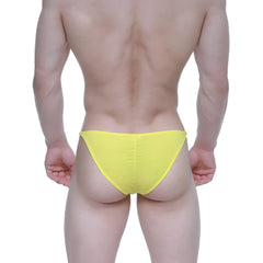 Bright yellow textured fabric briefs metroMalewear fantasy bikini yellow 6116-15 front view