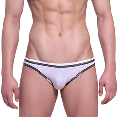 White briefs with black and gold striped trim from metromalewear faro jock strap 5001-40 front view